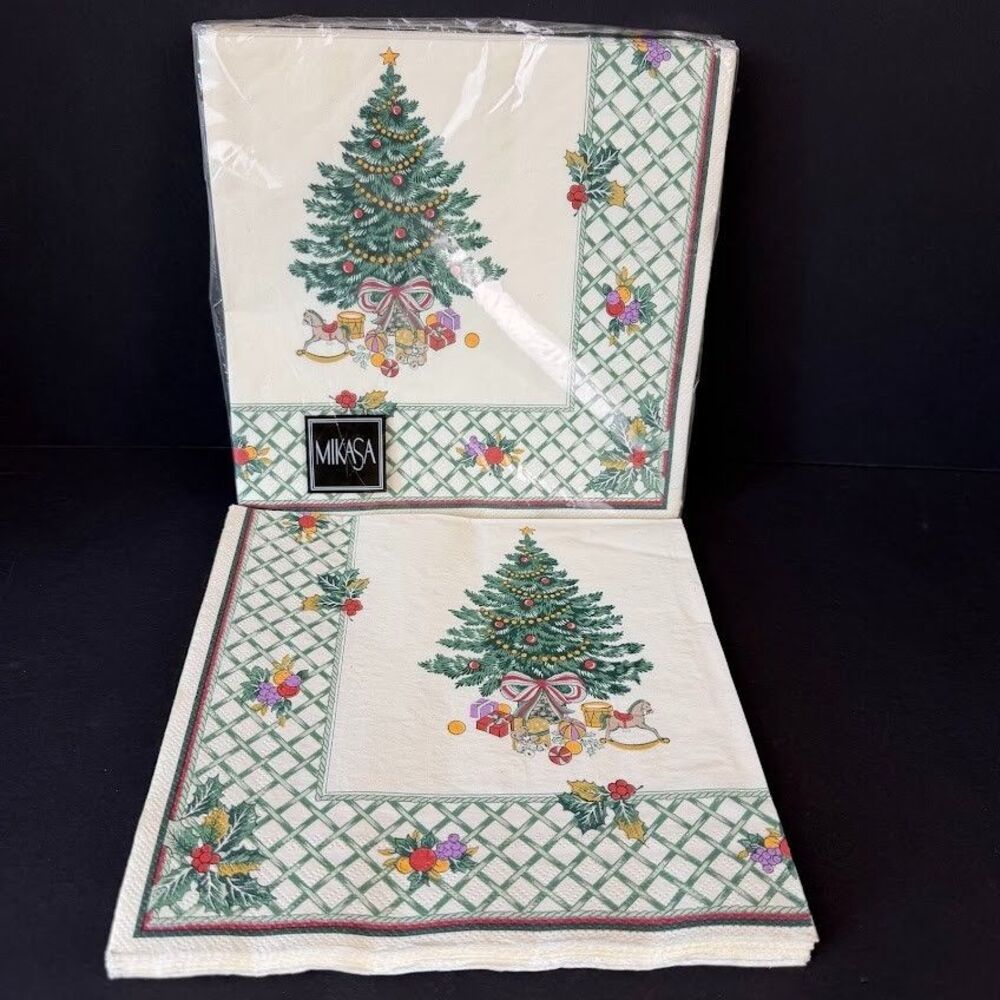 Vintage Mikasa Christmas Story Paper Dinner Napkins, 20 New/10 Open
